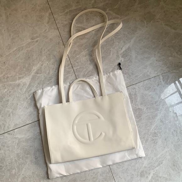 Telfar White Shopping Tote Bag